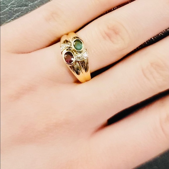 18k gold ruby & emerald Ring - Picture 8 of 8